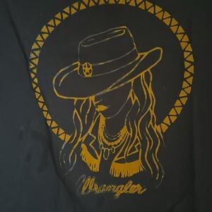 WRANGLER LONG SLEEVE TEE-ICONIC FLOCKED COW GIRL IMAGE On NICE 100% COTTON